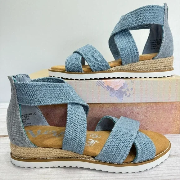 Very G Blue Sadie Strappy Woven Canvas Espadrilles Sandals NEW in Box - Picture 1 of 10